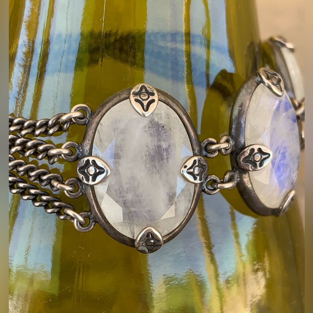 Chan Luu Sterling Silver Moonstone Link & 4 Strand Chain Bracelet - Picture 2 of 11